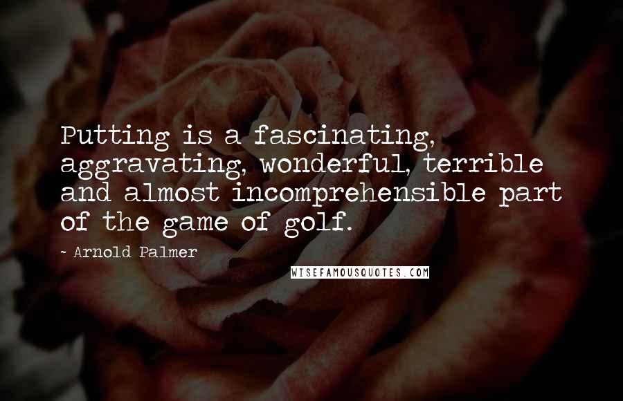 Arnold Palmer Quotes: Putting is a fascinating, aggravating, wonderful, terrible and almost incomprehensible part of the game of golf.