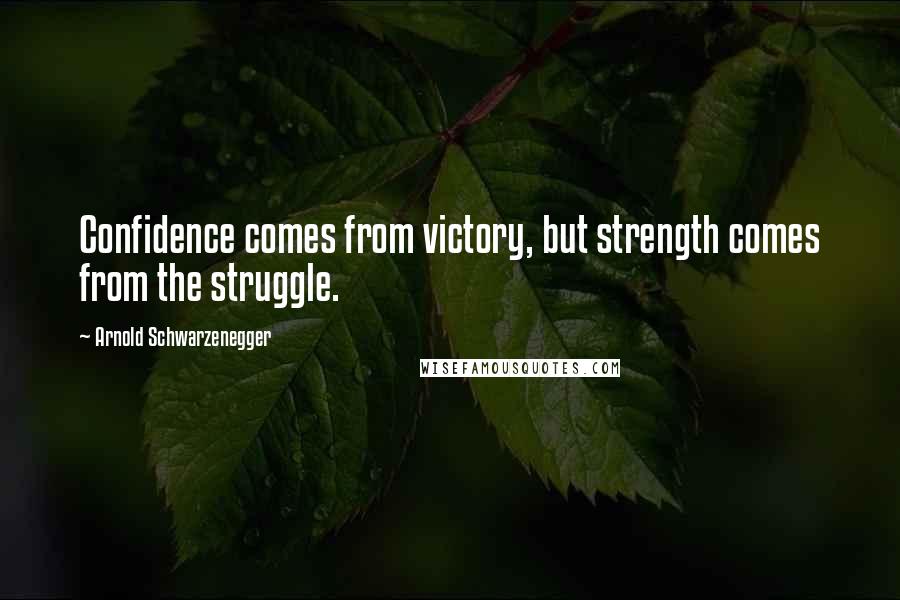 Arnold Schwarzenegger Quotes: Confidence comes from victory, but strength comes from the struggle.
