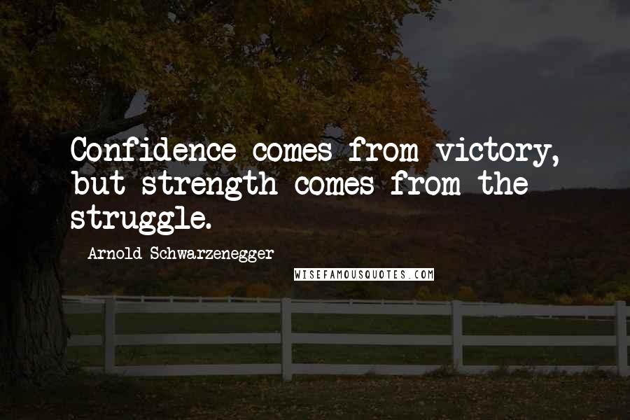 Arnold Schwarzenegger Quotes: Confidence comes from victory, but strength comes from the struggle.