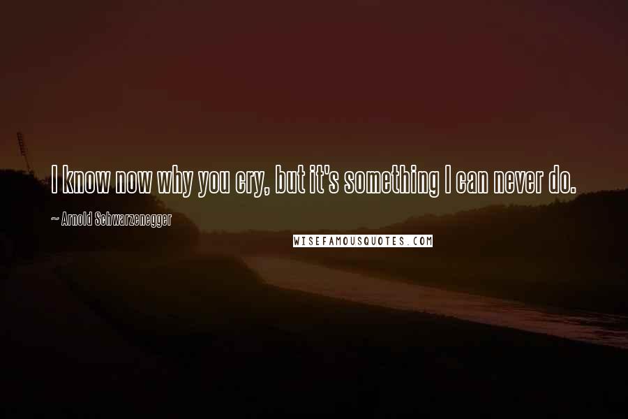 Arnold Schwarzenegger Quotes: I know now why you cry, but it's something I can never do.