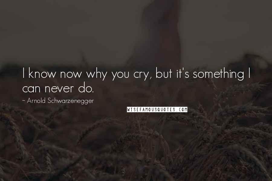 Arnold Schwarzenegger Quotes: I know now why you cry, but it's something I can never do.