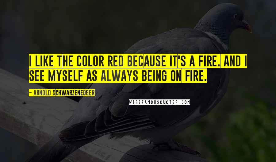 Arnold Schwarzenegger Quotes: I like the color red because it's a fire. And I see myself as always being on fire.
