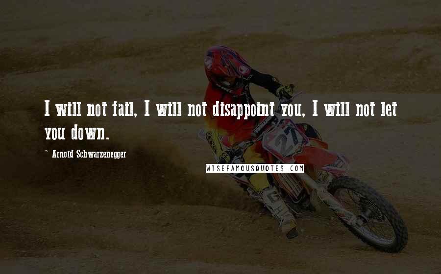 Arnold Schwarzenegger Quotes: I will not fail, I will not disappoint you, I will not let you down.