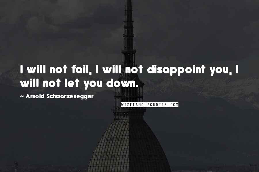 Arnold Schwarzenegger Quotes: I will not fail, I will not disappoint you, I will not let you down.