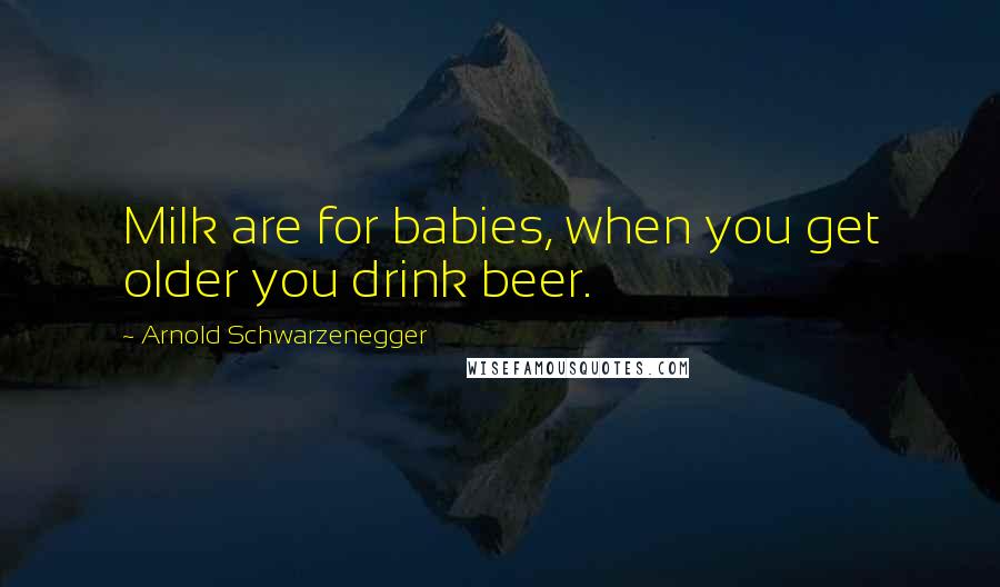 Arnold Schwarzenegger Quotes: Milk are for babies, when you get older you drink beer.