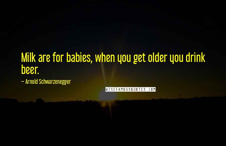 Arnold Schwarzenegger Quotes: Milk are for babies, when you get older you drink beer.
