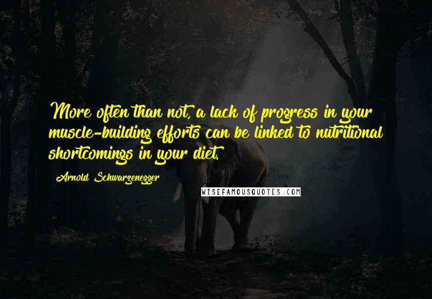 Arnold Schwarzenegger Quotes: More often than not, a lack of progress in your muscle-building efforts can be linked to nutritional shortcomings in your diet.