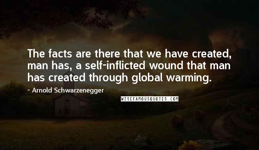 Arnold Schwarzenegger Quotes: The facts are there that we have created, man has, a self-inflicted wound that man has created through global warming.