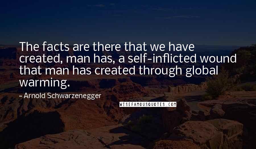 Arnold Schwarzenegger Quotes: The facts are there that we have created, man has, a self-inflicted wound that man has created through global warming.