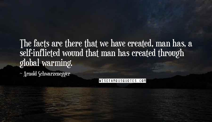 Arnold Schwarzenegger Quotes: The facts are there that we have created, man has, a self-inflicted wound that man has created through global warming.