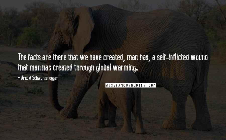 Arnold Schwarzenegger Quotes: The facts are there that we have created, man has, a self-inflicted wound that man has created through global warming.