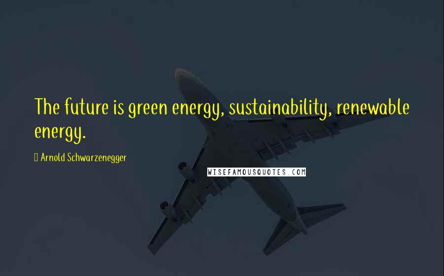 Arnold Schwarzenegger Quotes: The future is green energy, sustainability, renewable energy.