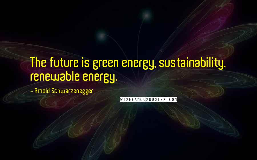 Arnold Schwarzenegger Quotes: The future is green energy, sustainability, renewable energy.