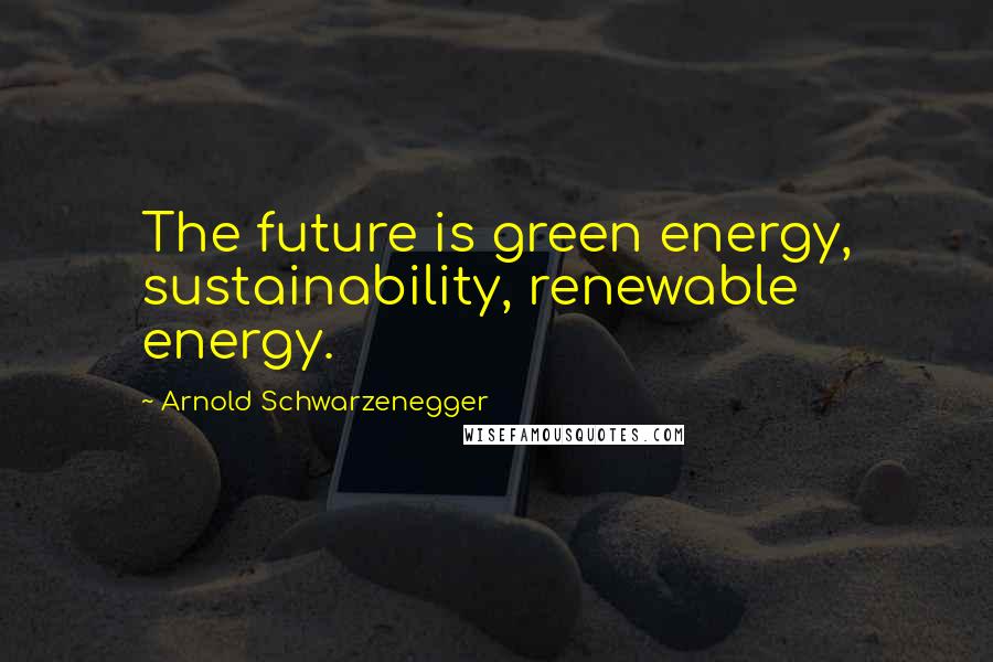 Arnold Schwarzenegger Quotes: The future is green energy, sustainability, renewable energy.