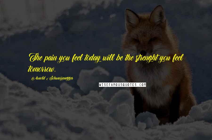 Arnold Schwarzenegger Quotes: The pain you feel today will be the strenght you feel tomorrow.