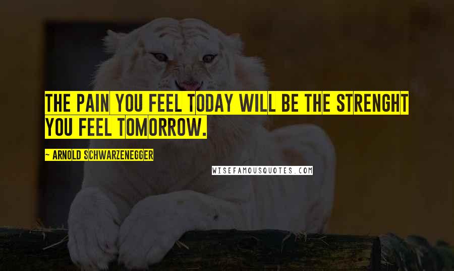 Arnold Schwarzenegger Quotes: The pain you feel today will be the strenght you feel tomorrow.