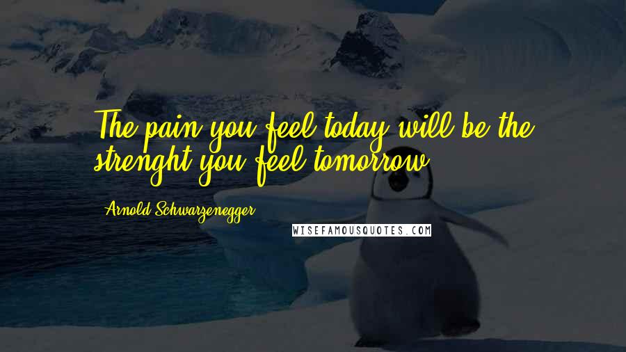 Arnold Schwarzenegger Quotes: The pain you feel today will be the strenght you feel tomorrow.