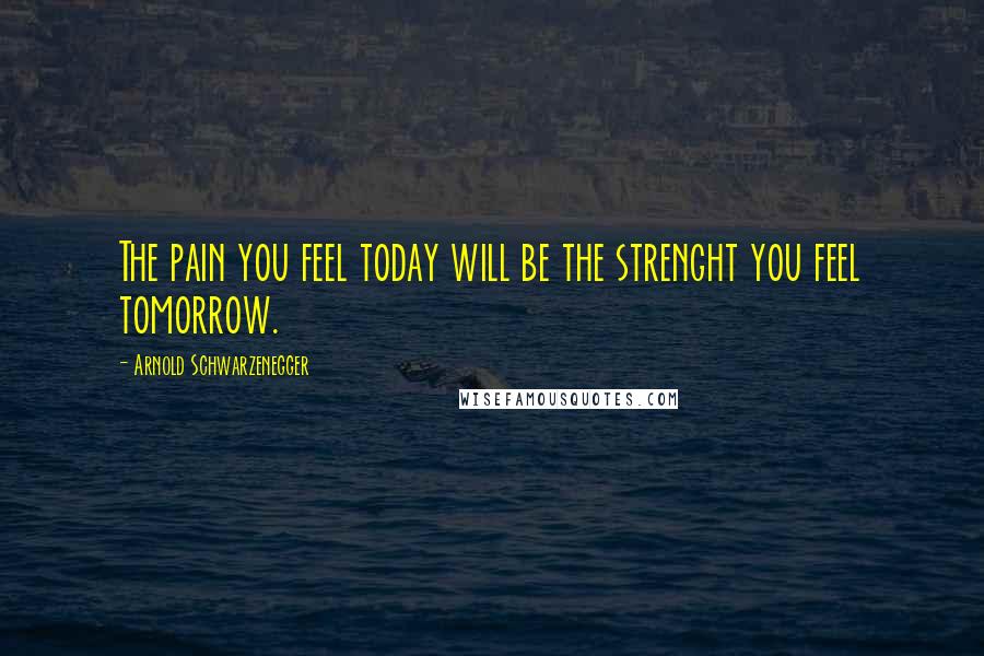 Arnold Schwarzenegger Quotes: The pain you feel today will be the strenght you feel tomorrow.