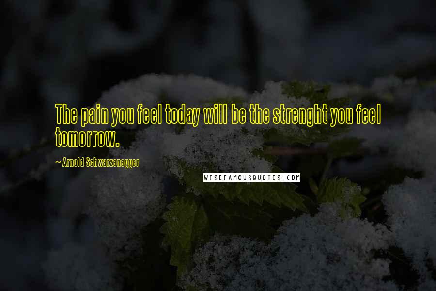 Arnold Schwarzenegger Quotes: The pain you feel today will be the strenght you feel tomorrow.