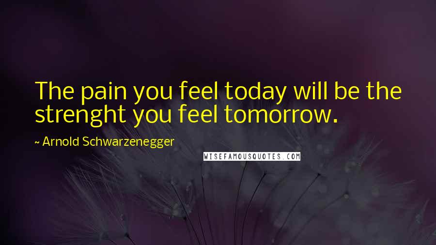 Arnold Schwarzenegger Quotes: The pain you feel today will be the strenght you feel tomorrow.