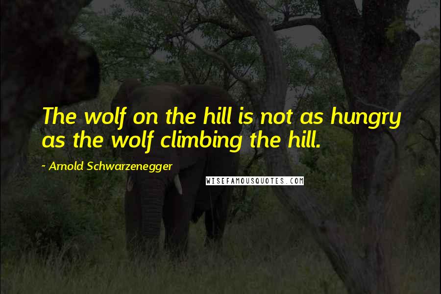 Arnold Schwarzenegger Quotes: The wolf on the hill is not as hungry as the wolf climbing the hill.