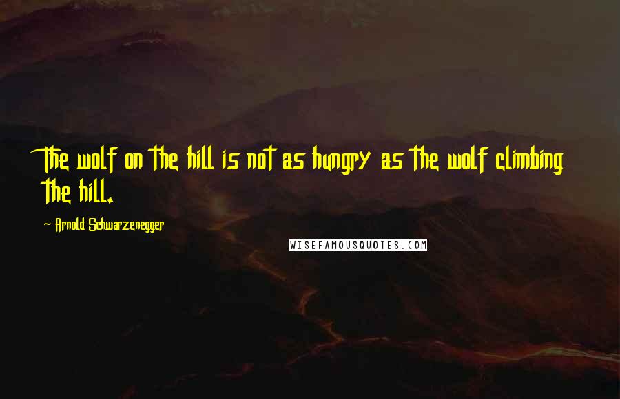Arnold Schwarzenegger Quotes: The wolf on the hill is not as hungry as the wolf climbing the hill.