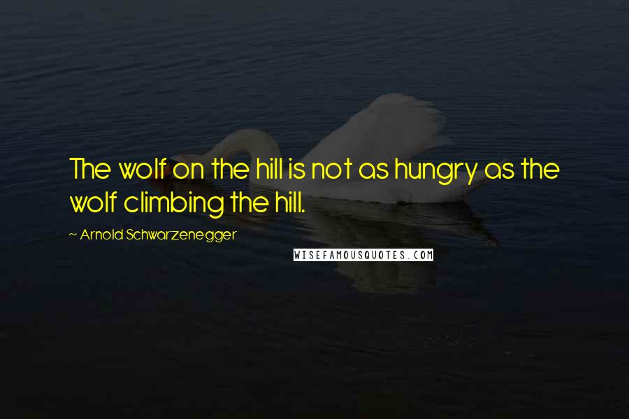 Arnold Schwarzenegger Quotes: The wolf on the hill is not as hungry as the wolf climbing the hill.