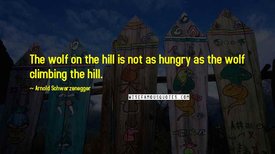 Arnold Schwarzenegger Quotes: The wolf on the hill is not as hungry as the wolf climbing the hill.