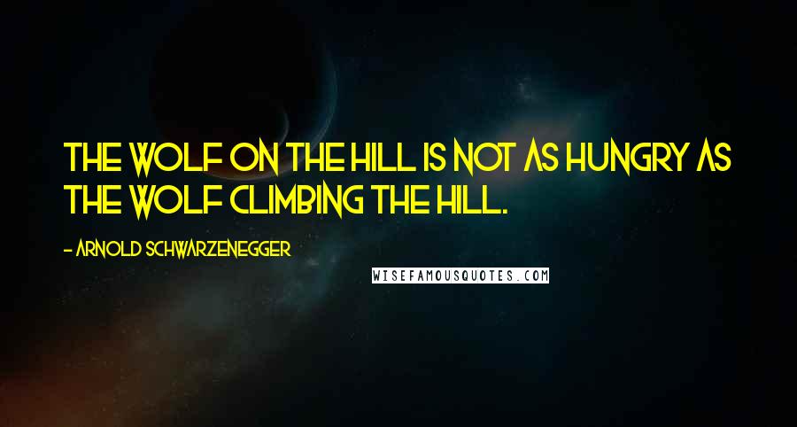 Arnold Schwarzenegger Quotes: The wolf on the hill is not as hungry as the wolf climbing the hill.