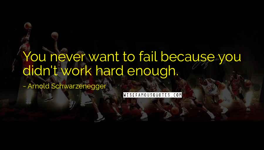 Arnold Schwarzenegger Quotes: You never want to fail because you didn't work hard enough.