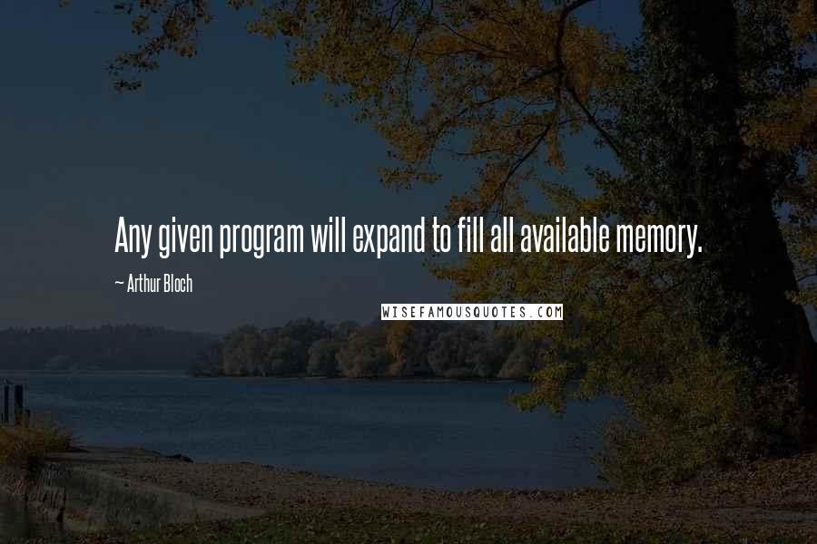 Arthur Bloch Quotes: Any given program will expand to fill all available memory.