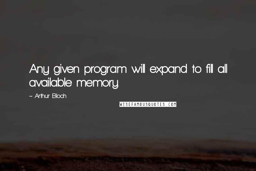 Arthur Bloch Quotes: Any given program will expand to fill all available memory.