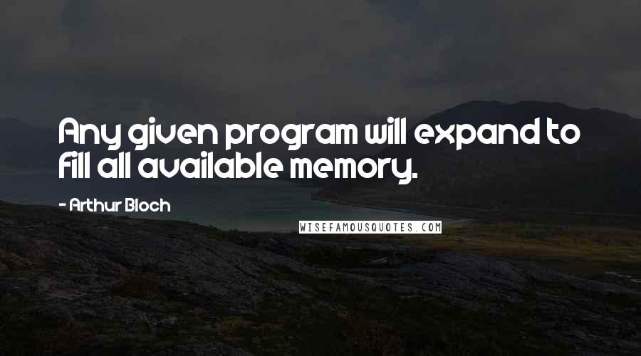 Arthur Bloch Quotes: Any given program will expand to fill all available memory.