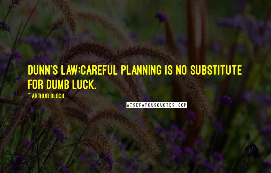 Arthur Bloch Quotes: Dunn's Law:Careful planning is no substitute for dumb luck.