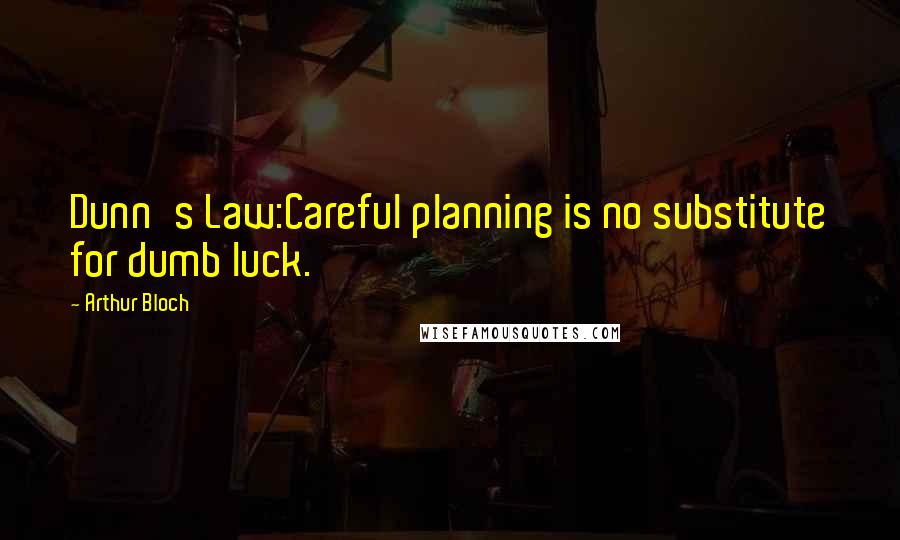 Arthur Bloch Quotes: Dunn's Law:Careful planning is no substitute for dumb luck.