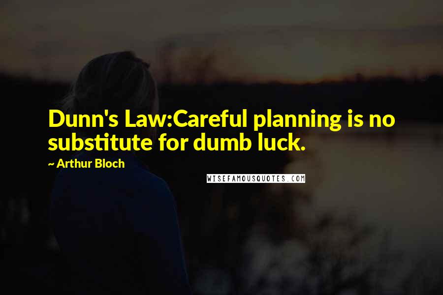 Arthur Bloch Quotes: Dunn's Law:Careful planning is no substitute for dumb luck.