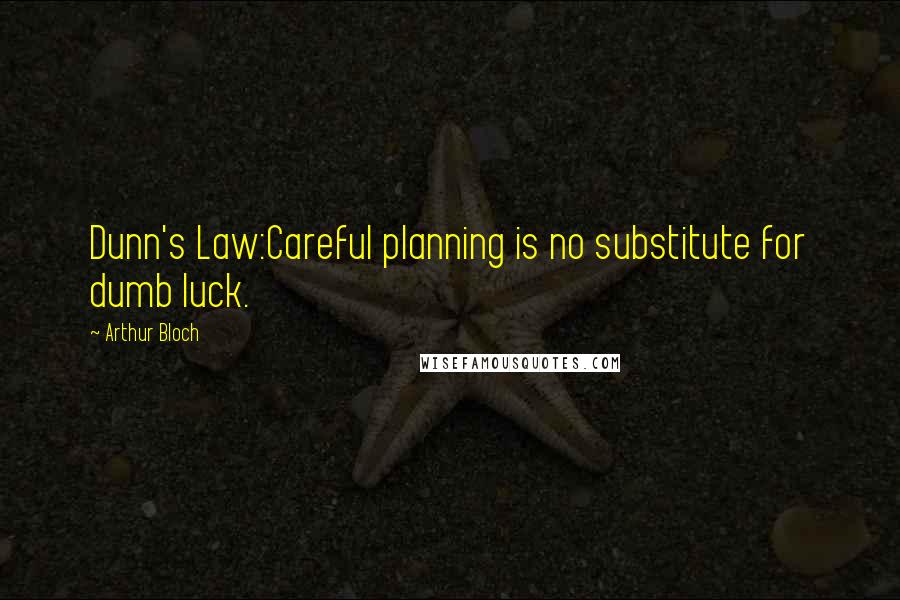 Arthur Bloch Quotes: Dunn's Law:Careful planning is no substitute for dumb luck.