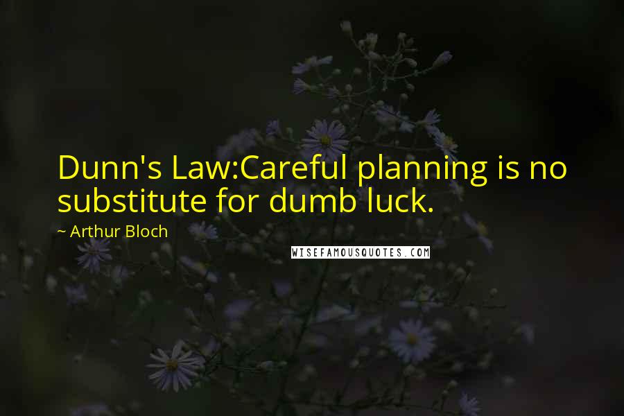 Arthur Bloch Quotes: Dunn's Law:Careful planning is no substitute for dumb luck.