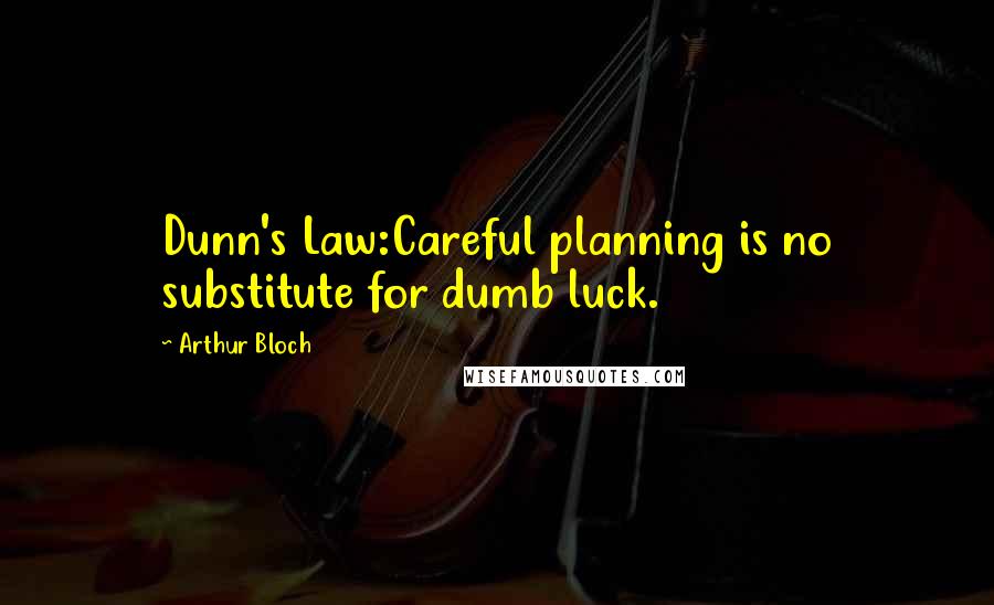 Arthur Bloch Quotes: Dunn's Law:Careful planning is no substitute for dumb luck.