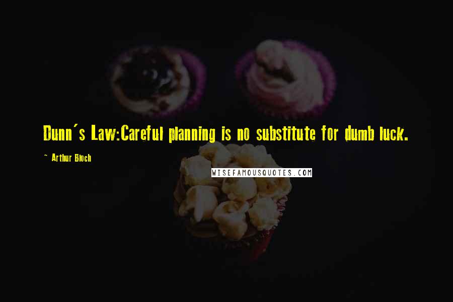 Arthur Bloch Quotes: Dunn's Law:Careful planning is no substitute for dumb luck.