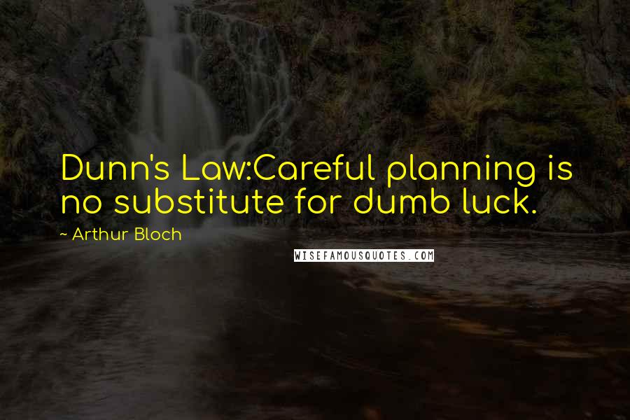 Arthur Bloch Quotes: Dunn's Law:Careful planning is no substitute for dumb luck.