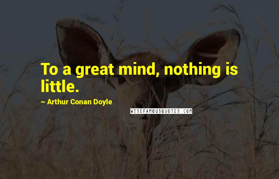 Arthur Conan Doyle Quotes: To a great mind, nothing is little.