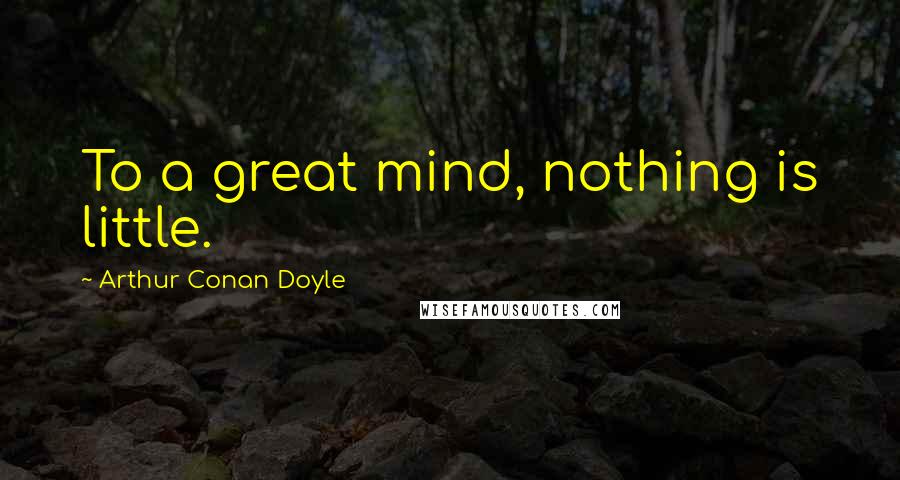 Arthur Conan Doyle Quotes: To a great mind, nothing is little.