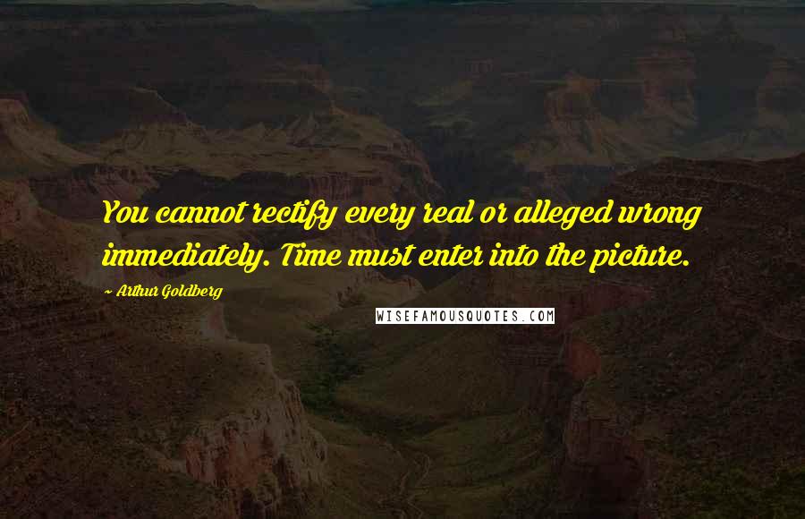 Arthur Goldberg Quotes: You cannot rectify every real or alleged wrong immediately. Time must enter into the picture.