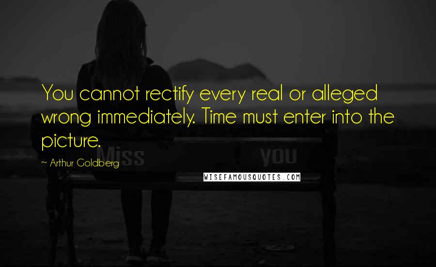 Arthur Goldberg Quotes: You cannot rectify every real or alleged wrong immediately. Time must enter into the picture.