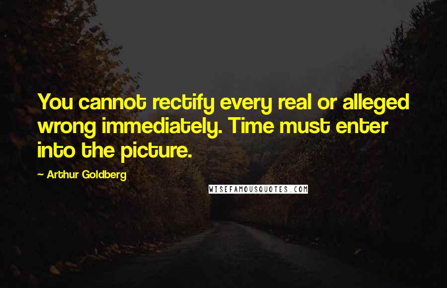 Arthur Goldberg Quotes: You cannot rectify every real or alleged wrong immediately. Time must enter into the picture.