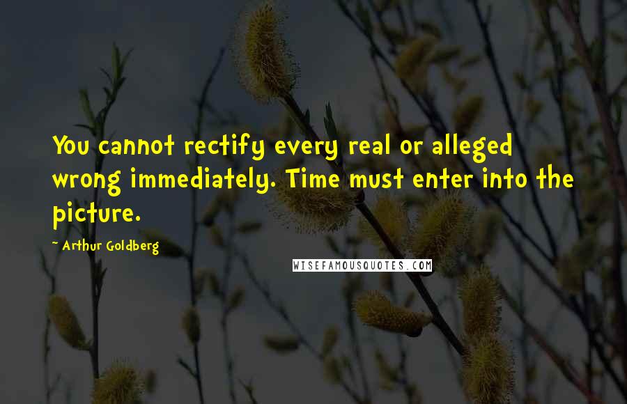 Arthur Goldberg Quotes: You cannot rectify every real or alleged wrong immediately. Time must enter into the picture.