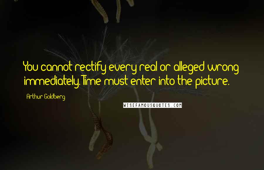 Arthur Goldberg Quotes: You cannot rectify every real or alleged wrong immediately. Time must enter into the picture.