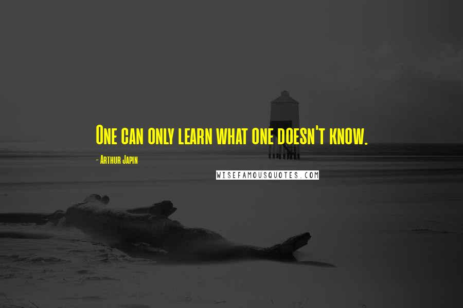 Arthur Japin Quotes: One can only learn what one doesn't know.