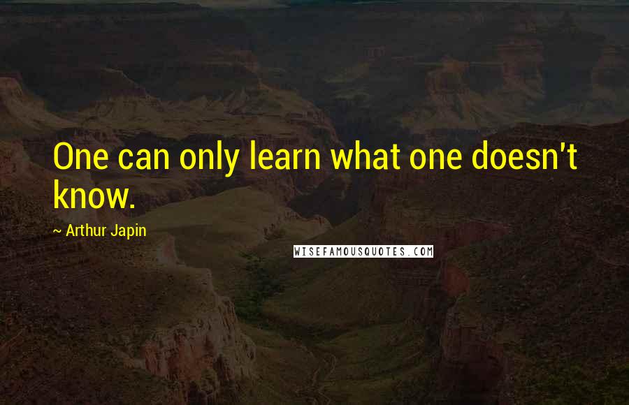 Arthur Japin Quotes: One can only learn what one doesn't know.